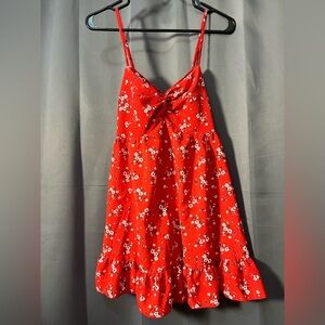 Red Floral Dress with Spaghetti Straps